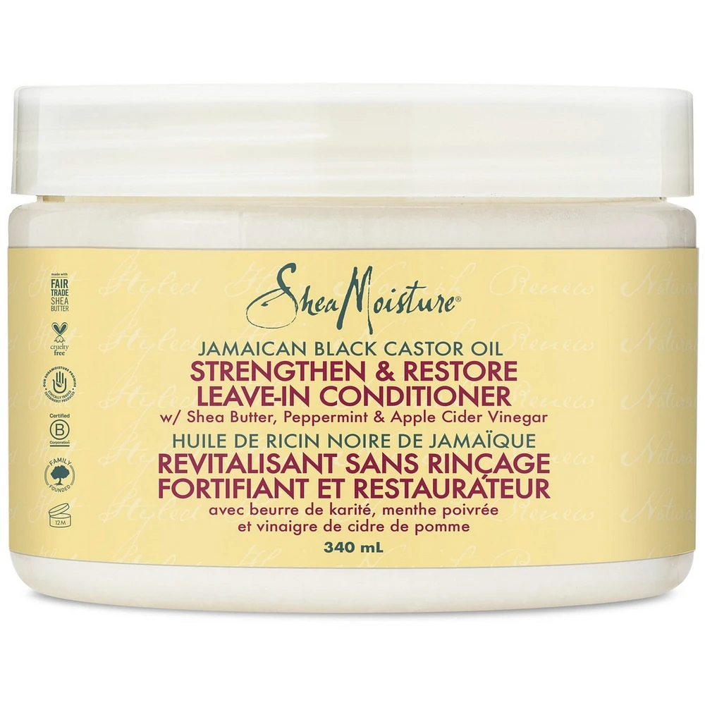 Strengthen & Restore Leave-in Conditioner for dry hair Jamaican Black Castor Oil with Shea Butter, Peppermint and Apple Cider Vinegar 340 ml