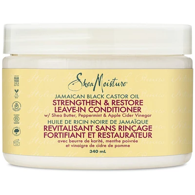 Strengthen & Restore Leave-in Conditioner for dry hair Jamaican Black Castor Oil with Shea Butter, Peppermint and Apple Cider Vinegar 340 ml