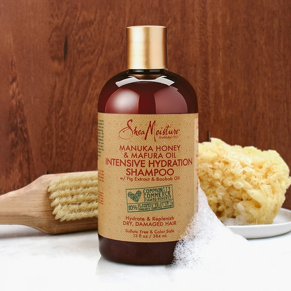 SheaMoisture Manuka Honey and Mafura Oil Intensive Hydration Shampoo for Dry, Damaged Hair with Fig Extract & Baobab Oil Sulfate-Free 384 ml