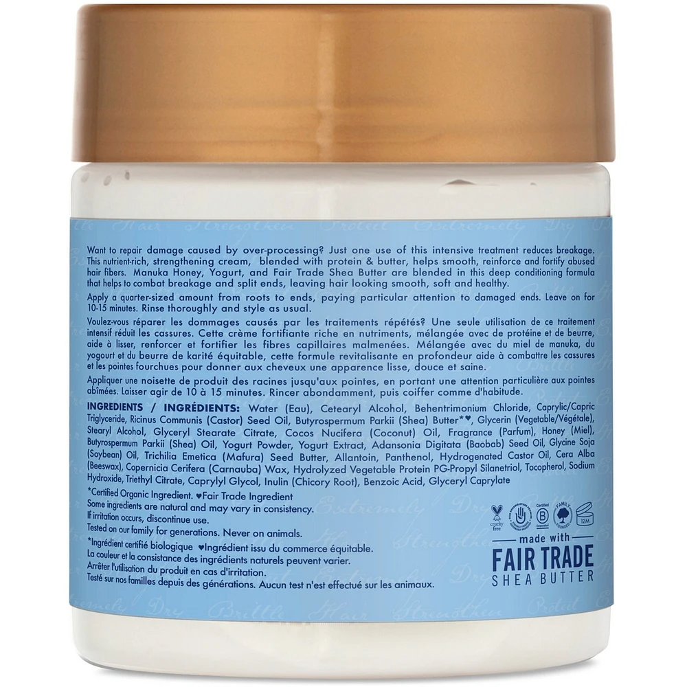 Hydrate + Repair Protein Power Hair Treatment for dry, damaged hair Manuka Honey & Yogurt sulfate-free deep conditioner 237 ml