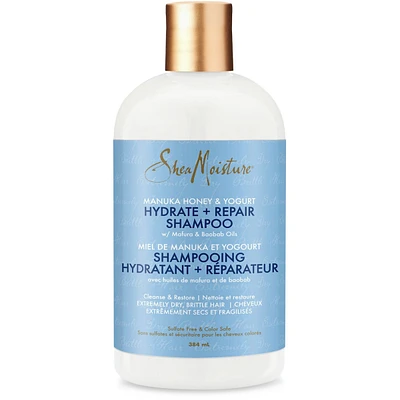 SheaMoisture Manuka Honey & Yogurt Hydrate & Repair Sulfate-Free Shampoo for Damaged Wavy & Curly hair with Mafura & Baobab Oils 384 ml