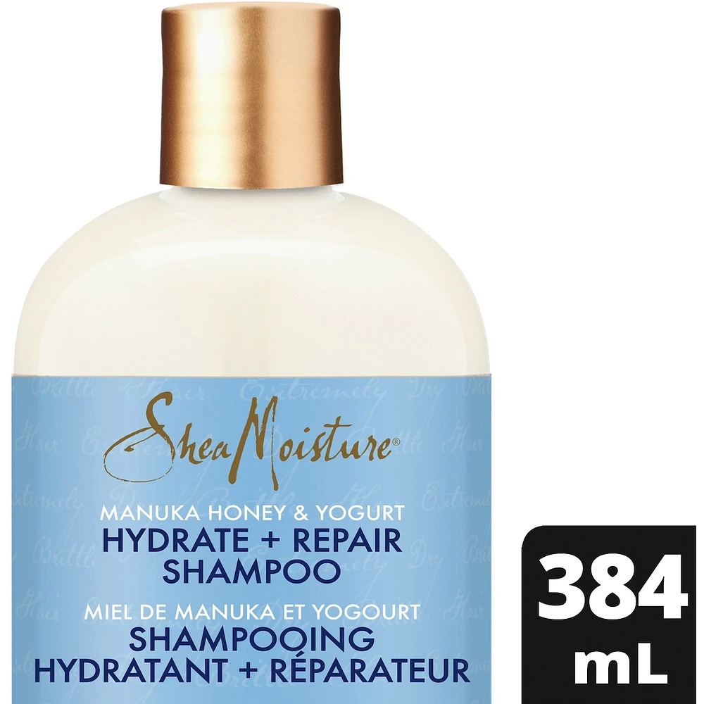 SheaMoisture Manuka Honey & Yogurt Hydrate & Repair Sulfate-Free Shampoo for Damaged Wavy & Curly hair with Mafura & Baobab Oils 384 ml