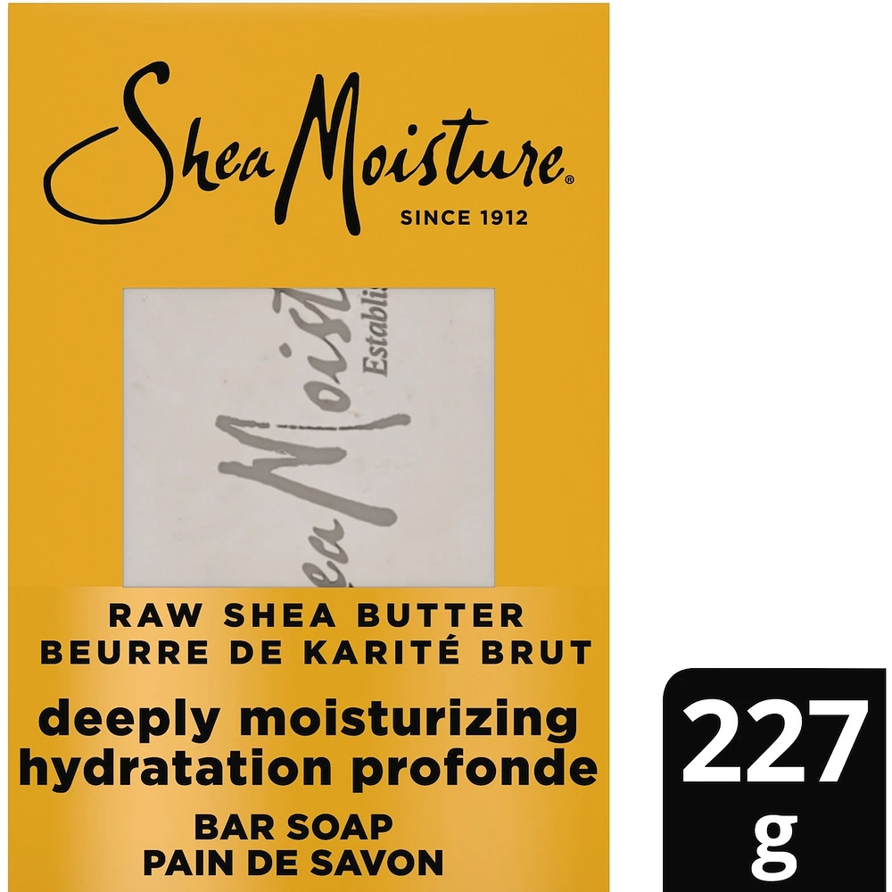 SheaMoisture  Bar Soap Moisturize and Restore Dry Skin Raw Shea Butter with 24h shea moisture nutrients for Healthy, Glowing Skin, 227g