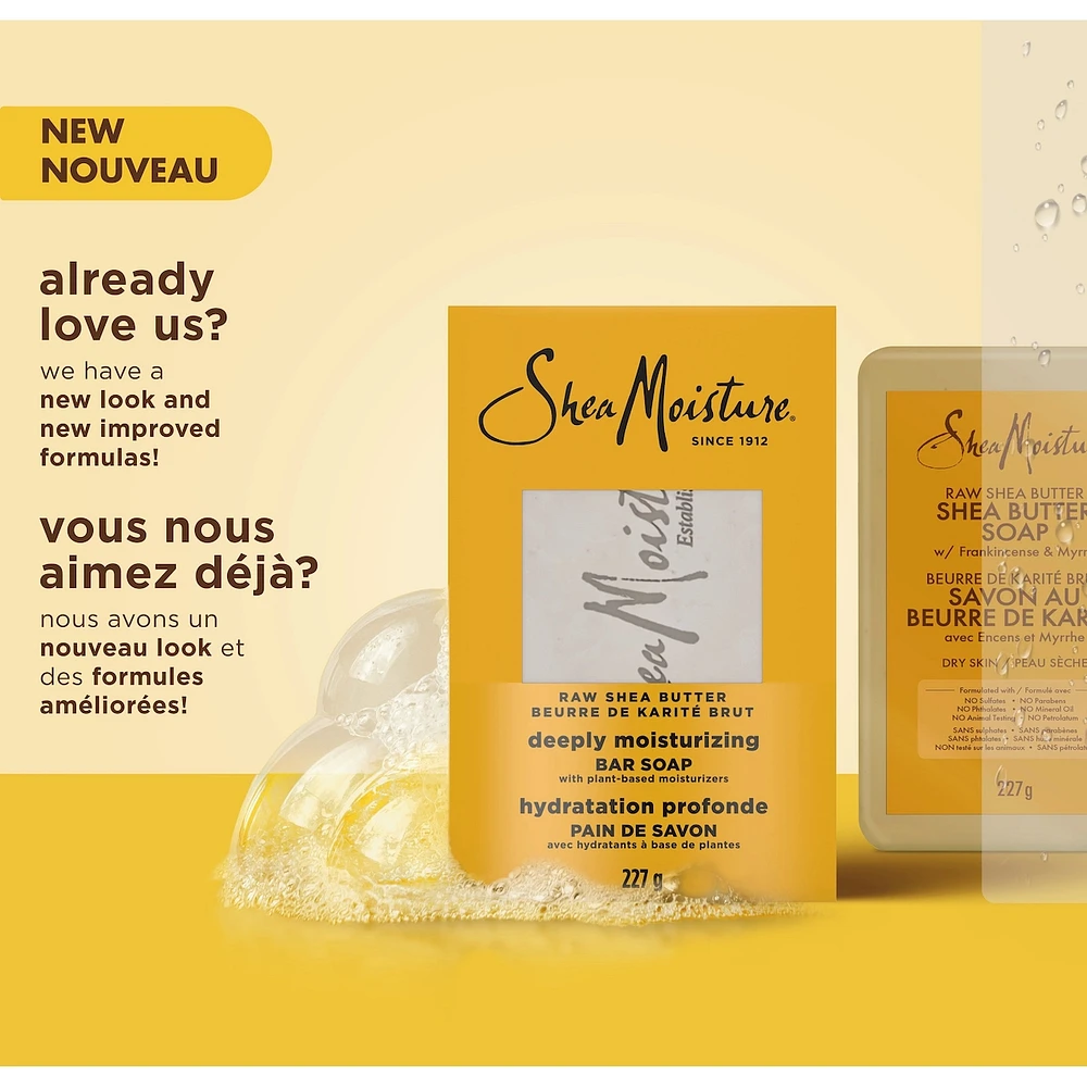 SheaMoisture  Bar Soap Moisturize and Restore Dry Skin Raw Shea Butter with 24h shea moisture nutrients for Healthy, Glowing Skin, 227g