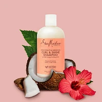 SheaMoisture Coconut & Hibiscus Curl and Shine Shampoo for Thick Curly hair with Silk Protein & Neem Oil Sulfate Free 384 ml