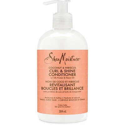 SheaMoisture Coconut & Hibiscus Curl & Shine Conditioner for Thick, Curly Hair with Silk Protein & Neem Oil to Moisturize & Soften 384 ml