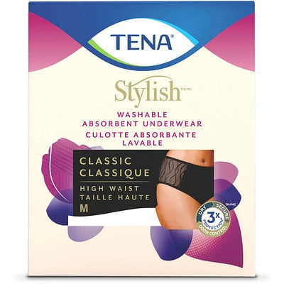 TENA Stylish Black Classic Brief Washable Absorbent Underwear M