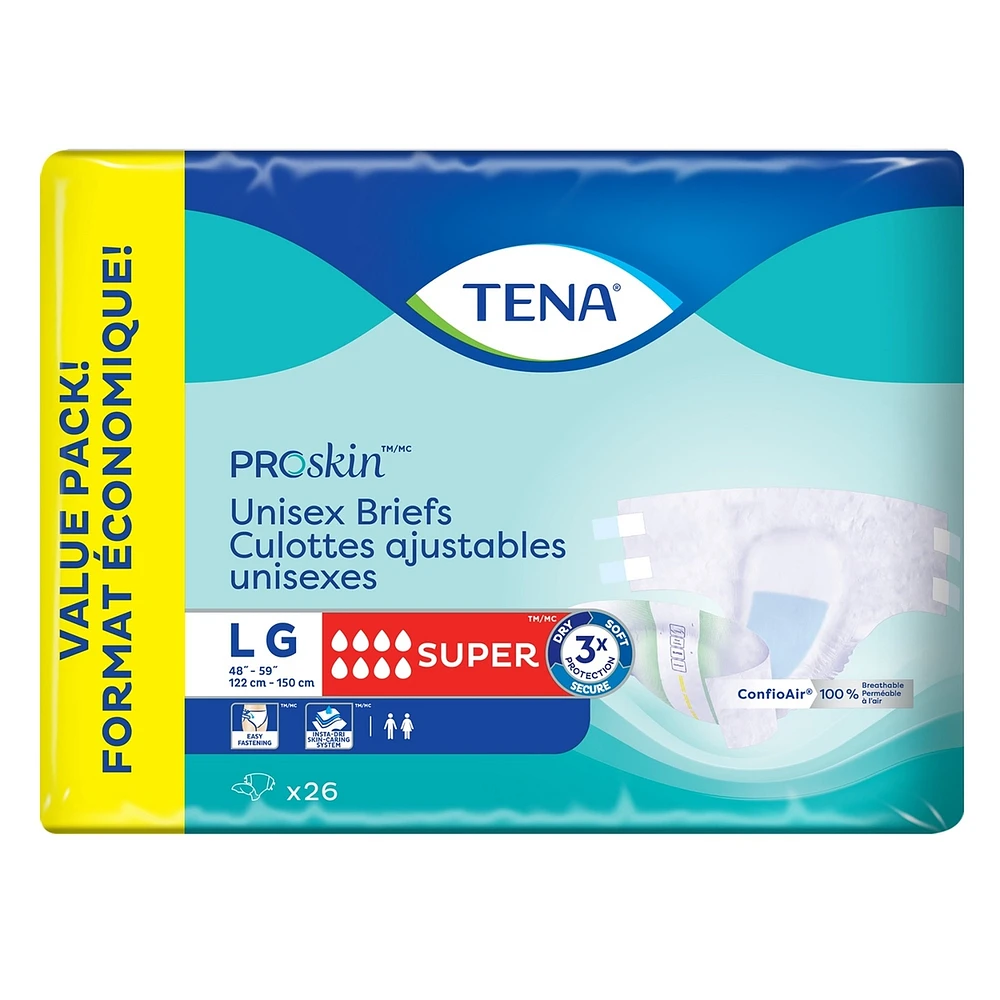 Incontinence Briefs, Super Absorbency, Large