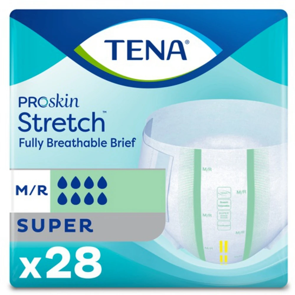 Stretch Adult Incontinence Brief, Super Absorbency, Medium/Regular, Green