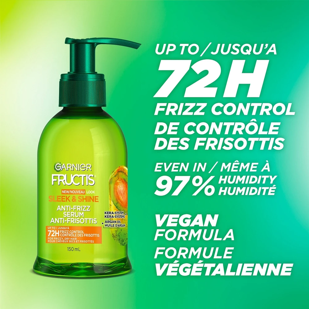Garnier Fructis Anti-Frizz Oil Treatment, Long Lasting Frizz Control, Paraben-Free, Sleek & Shine, 150 mL
