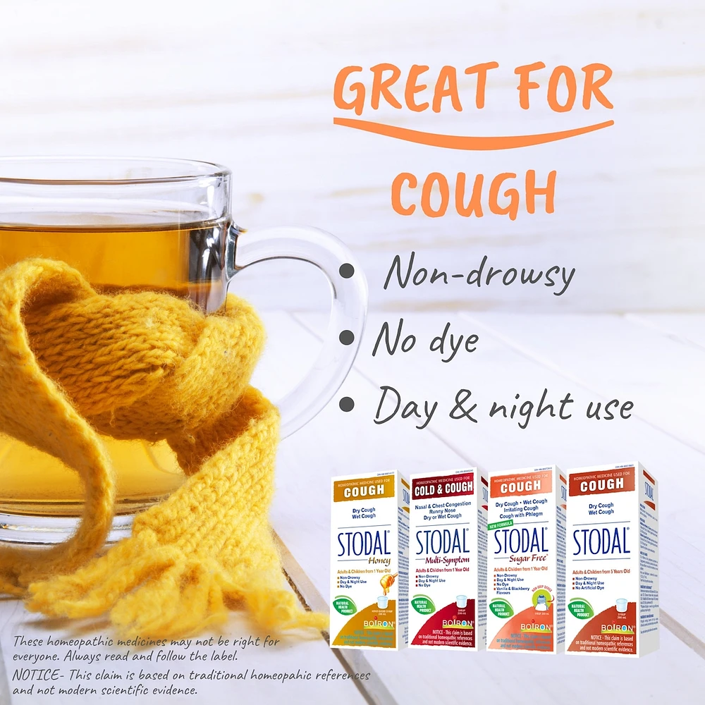 Stodal Sugar Free for Dry Cough or Wet Cough, Irritating Cough and Cough with Phlegm.