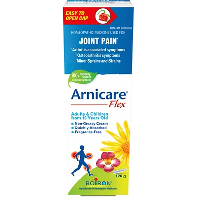 Boiron Arnicare Flex used for joint pain, arthritis associated symptoms, osteoarthritis symptoms, minor sprains and strains.