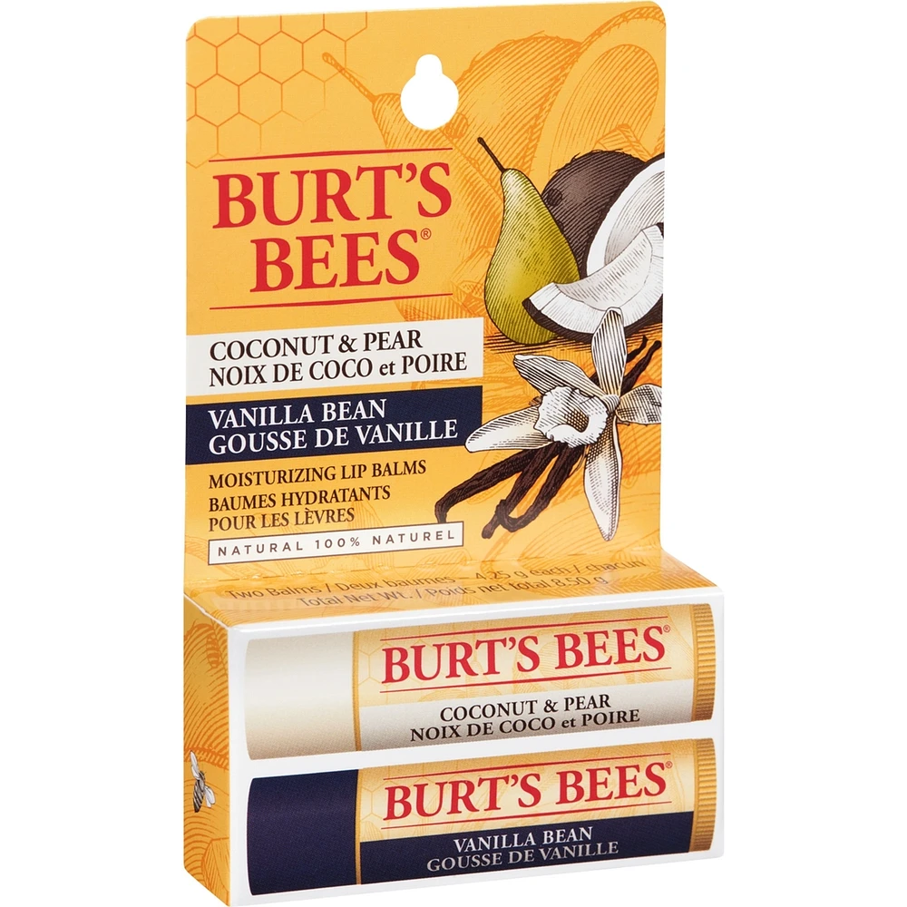 100% Natural Moisturizing Lip Balm, Coconut & Pear and Vanilla Bean