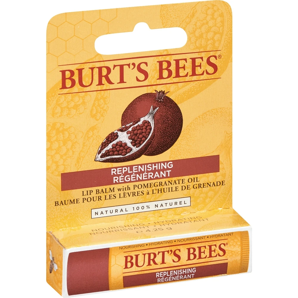 Baume hydratant pour les lèvres d’origine naturelle à 100 % à la grenade de Burt’s Bees, 1 tube