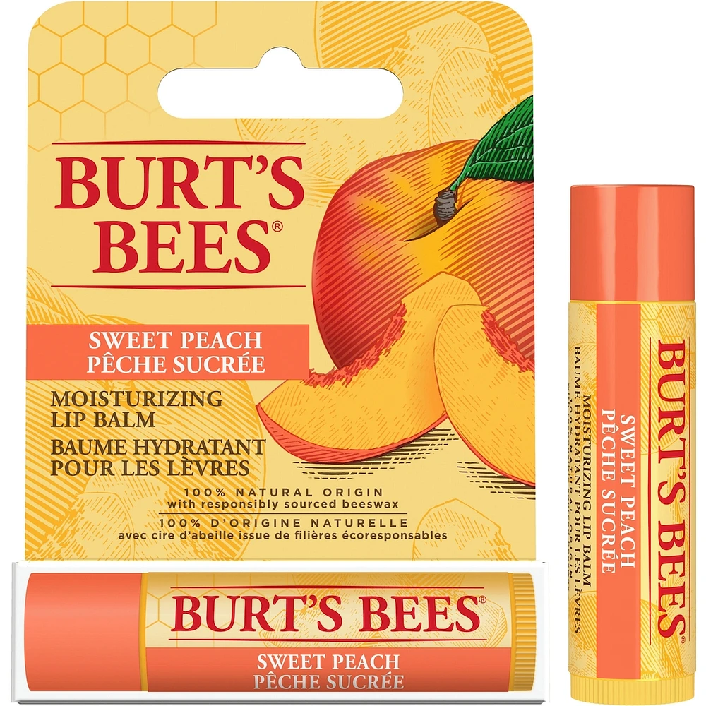 100% Natural Origin Moisturizing Lip Balm, Sweet Peach