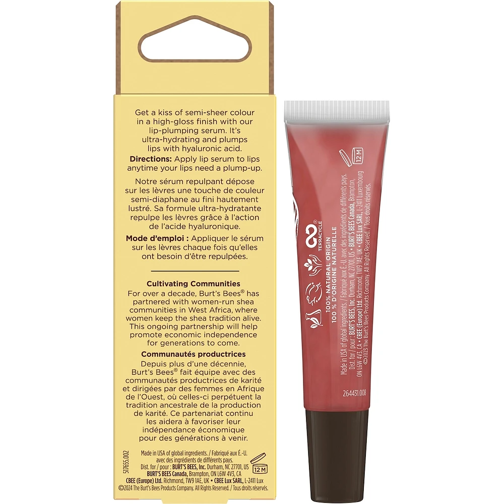 Burt's Bees Shea + Hyaluronic Acid Red Dahlia Plumping Lip Serum, Natural Origin Lip Care, 1 Tube