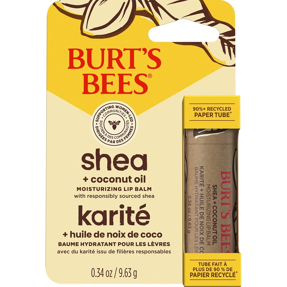 Shea and Coconut Oil Moisturizing Lip Balm Paper Tube, Natural Origin Lip Care