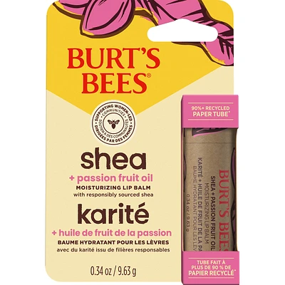 Shea and Passion Fruit Oil Moisturizing Lip Balm Paper Tube, Natural Origin Lip Care