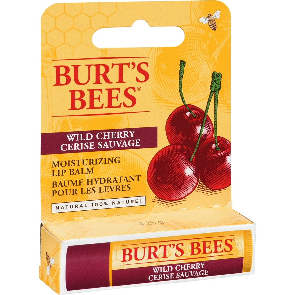 Baume hydratant pour les lèvres d’origine naturelle à 100 % à la cerise sauvage de Burt’s Bees, 1 tube
