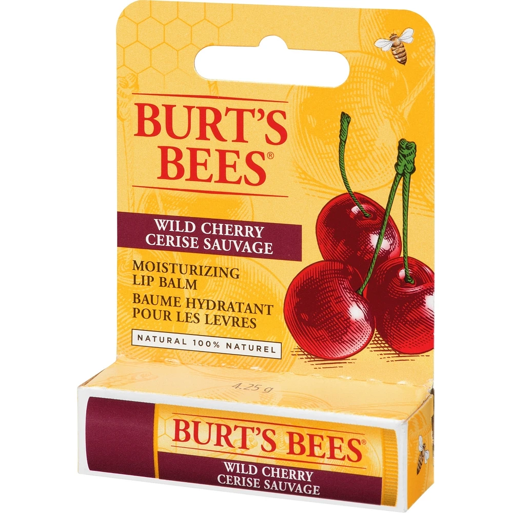 Baume hydratant pour les lèvres d’origine naturelle à 100 % à la cerise sauvage de Burt’s Bees, 1 tube