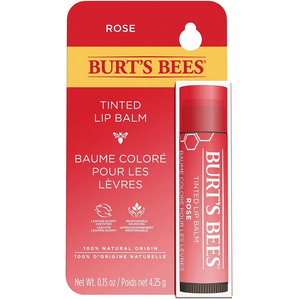 100% Natural Origin Tinted Lip Balm, Rose - 1 Tube