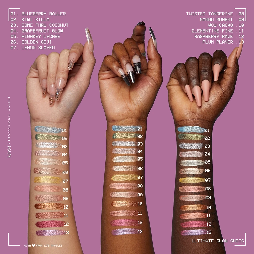 Ultimate Glow Shots, Liquid Eyeshadow, 12hr wear