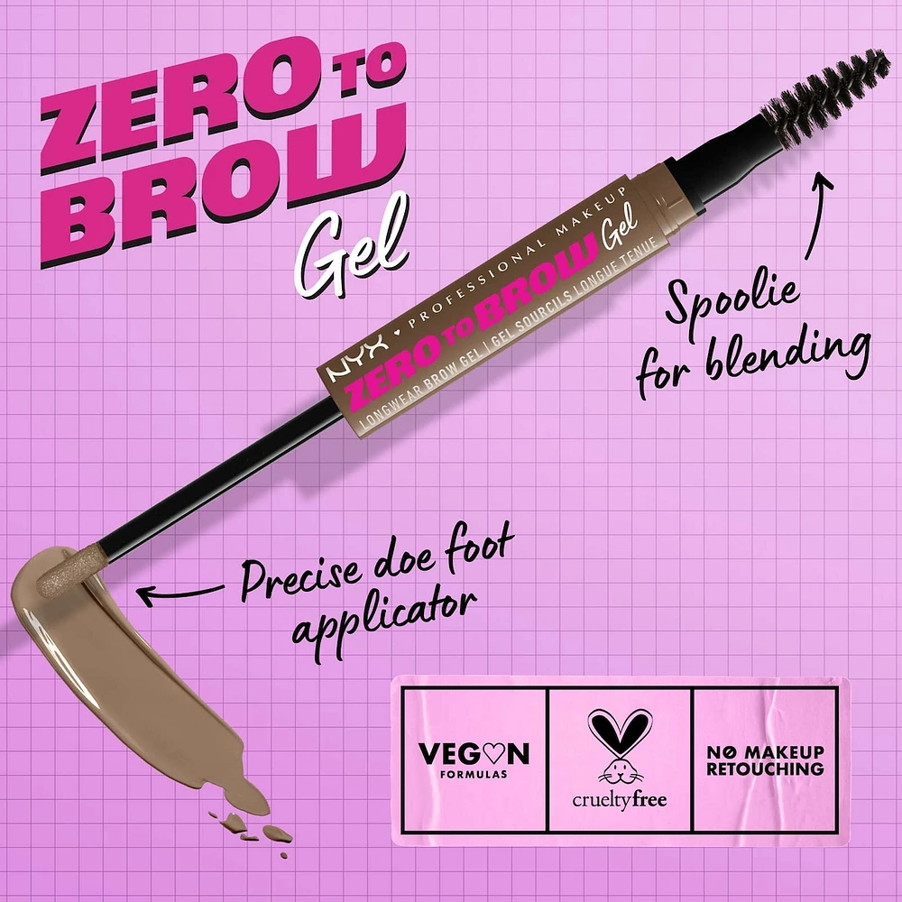 Zero To Brow Longwear gel, Dual-ended Liquid Eyebrow Vegan Formula