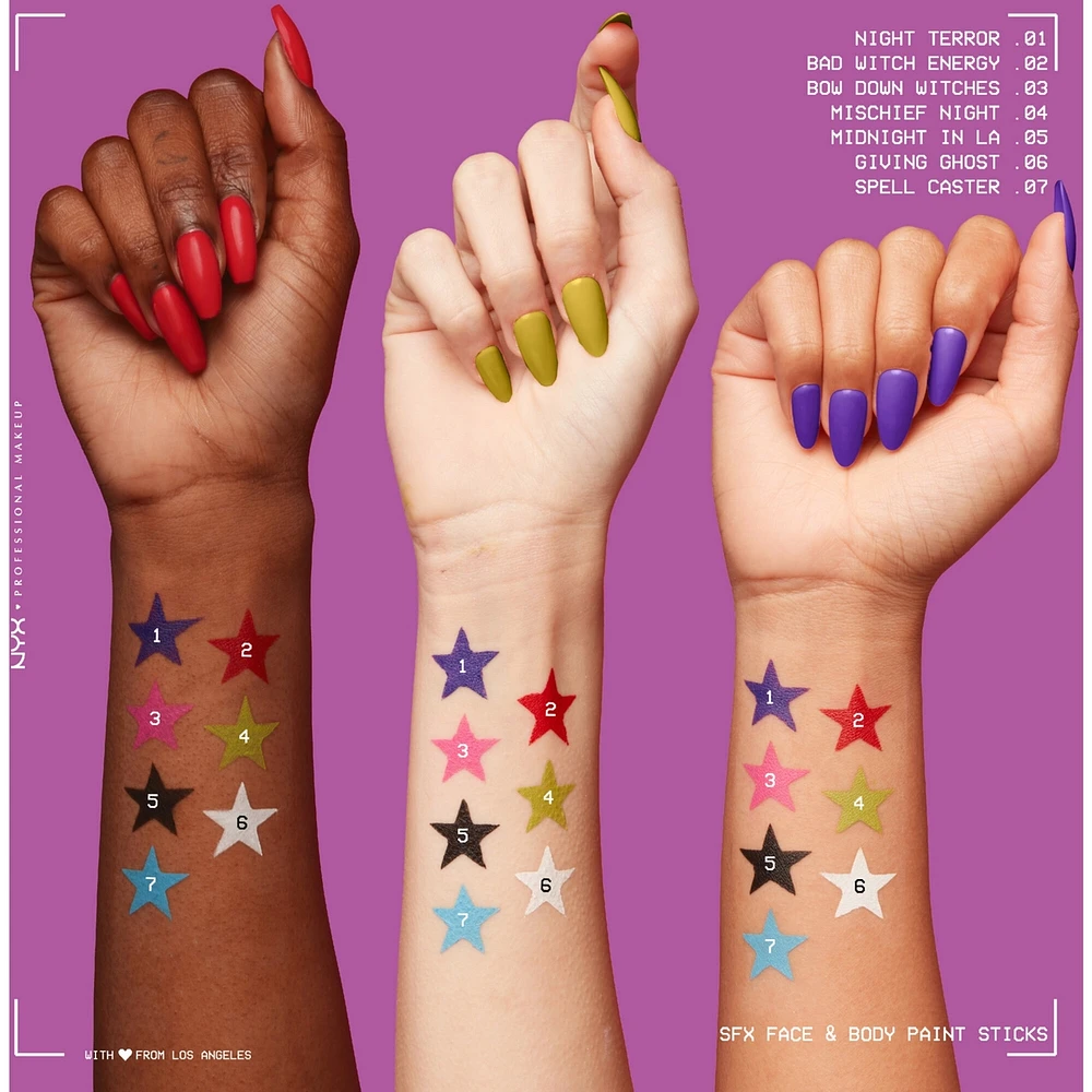 SFX Face & Body Paint Sticks, Halloween Limited Edition, Creamy formula, Matte Finish