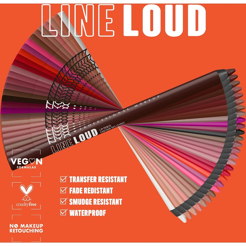 Line Loud, Waterproof Lip Pencil, Infused with Vitamin E, Vegan Formula