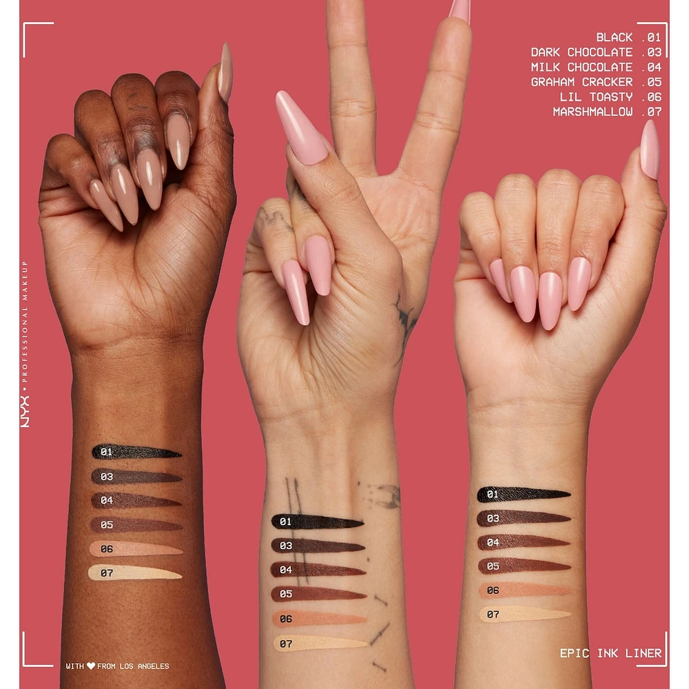Epic Ink Liner, Waterproof Liquid Eyeliner, Flake Resistant & Smudge-Proof Formula, Flexible Brush Tip, Intense Pigment, Matte Finish