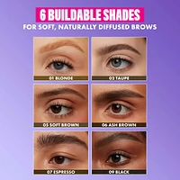 Powder Louder, Brow Pencil, 12HR Wear, Buildable Thickening Micro-Fibers, Soft Matte Pigments, Natural Look, Vegan Formula