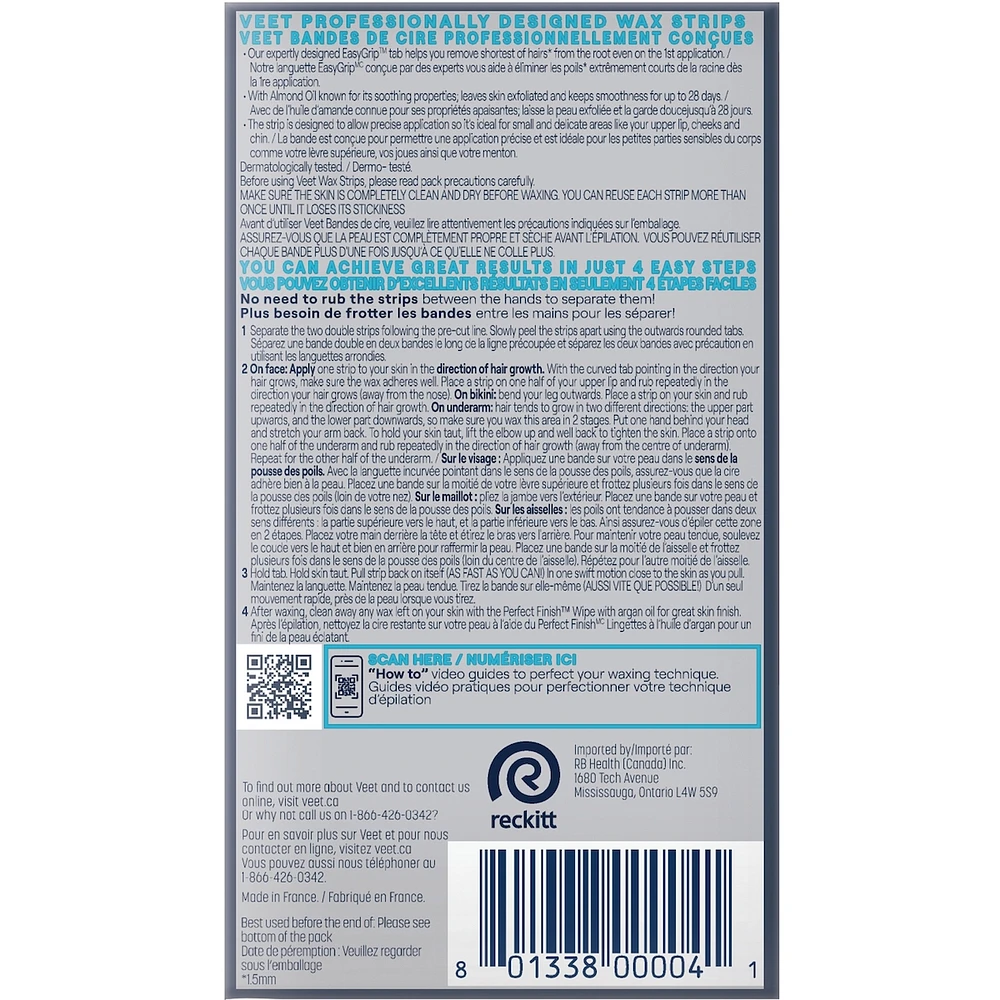 VEET® Professional™ Wax Strips Sensitive Skin - Face, Bikini & Underarm 40 ct (Packaging may vary)
