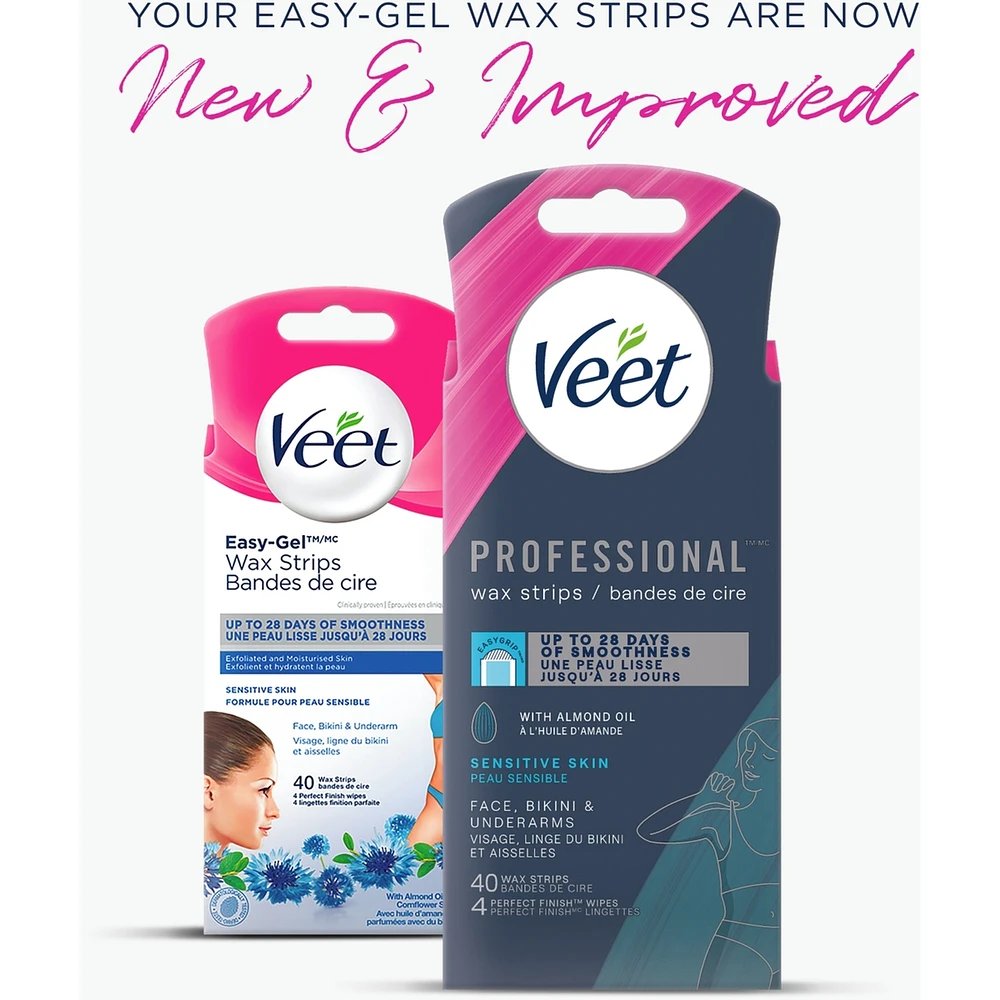 VEET® Professional™ Wax Strips Sensitive Skin - Face, Bikini & Underarm 40 ct (Packaging may vary)