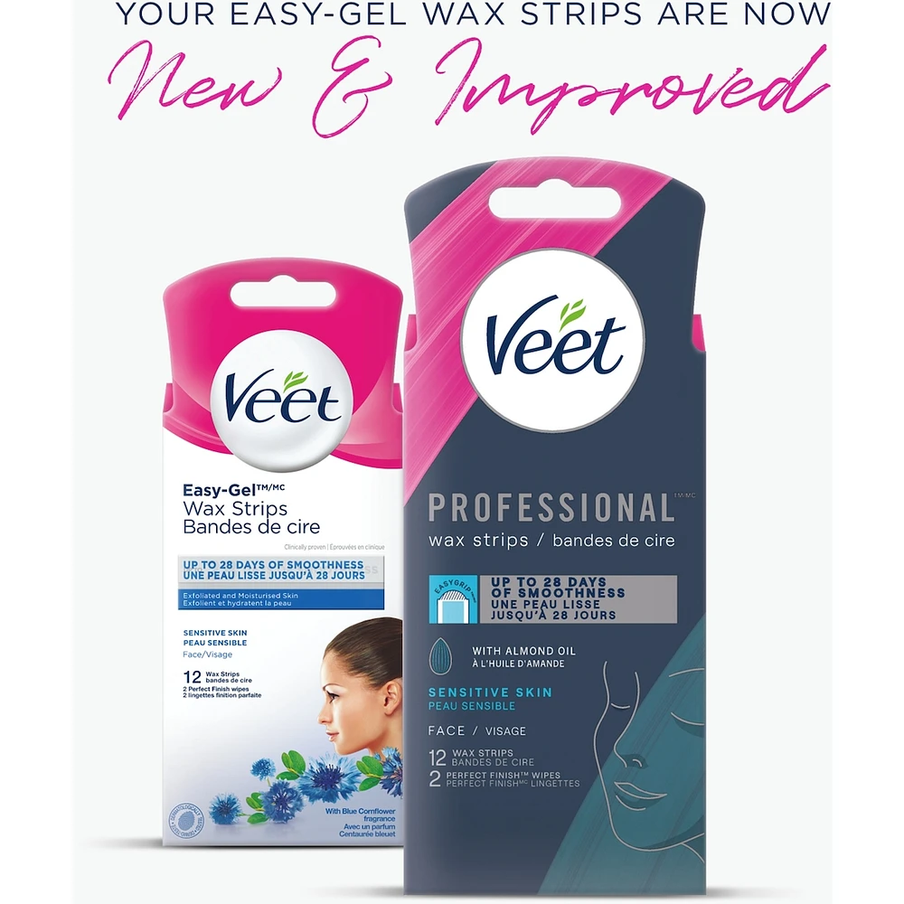 Veet® Professional™ Wax Strips, For Face, Sensitive Skin, With Almond Oil