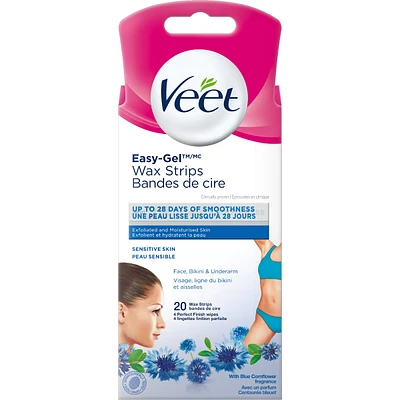 Veet® Professional™ Wax Strips, Face, Bikini & Underarm, For Sensitive Skin, with Almond Oil