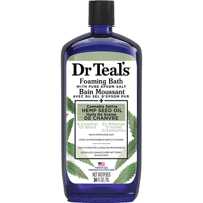 Foaming Bath with Pure Epsom Salt, Cannabis Sativa Hemp Seed Oil