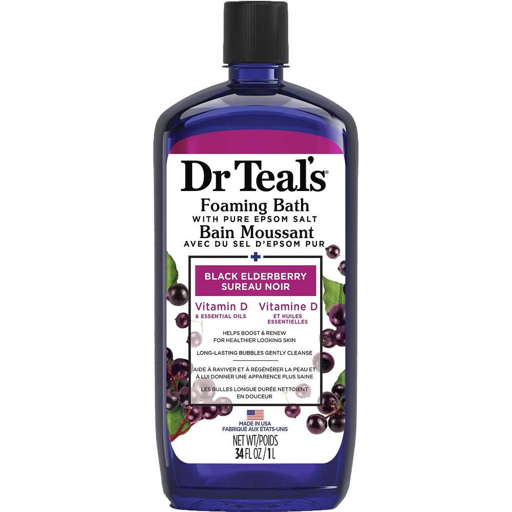 Foaming Bath with Pure Epsom Salt, Black Elderberry with Vitamin D and Essential Oils