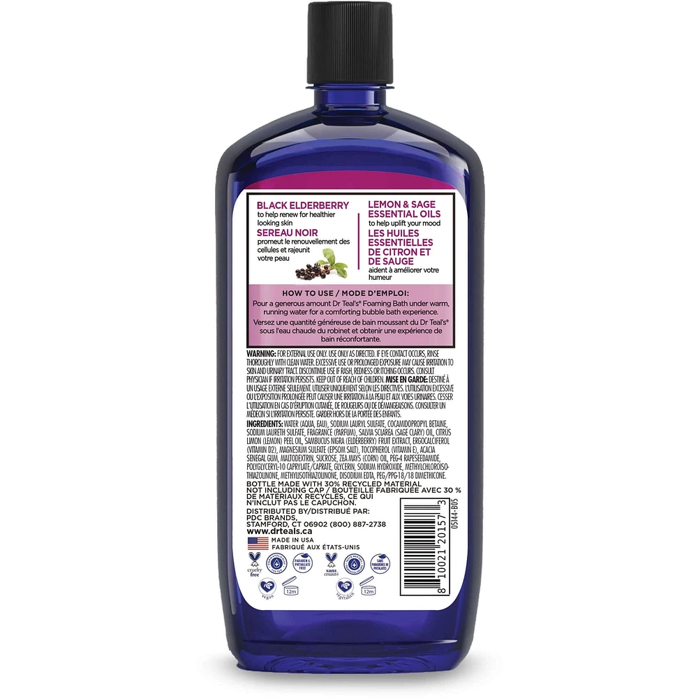 Foaming Bath with Pure Epsom Salt, Black Elderberry with Vitamin D and Essential Oils