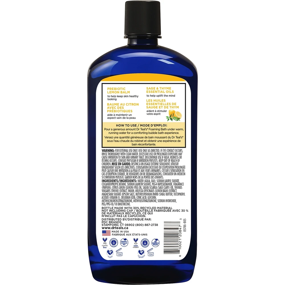 Foaming Bath With Pure Epsom Salt, Prebiotic Lemon Balm & Essential Oils