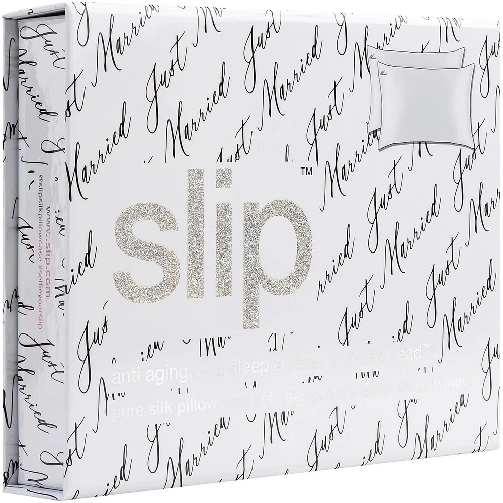 slip pure silk queen pillowcase duo - just married