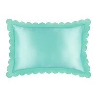 slip pure silk queen pillowcase with scalloped edge - turquoise