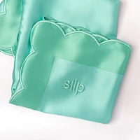 slip pure silk queen pillowcase with scalloped edge - turquoise