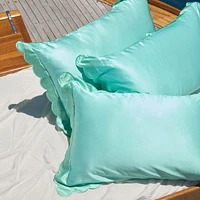 slip pure silk queen pillowcase with scalloped edge - turquoise
