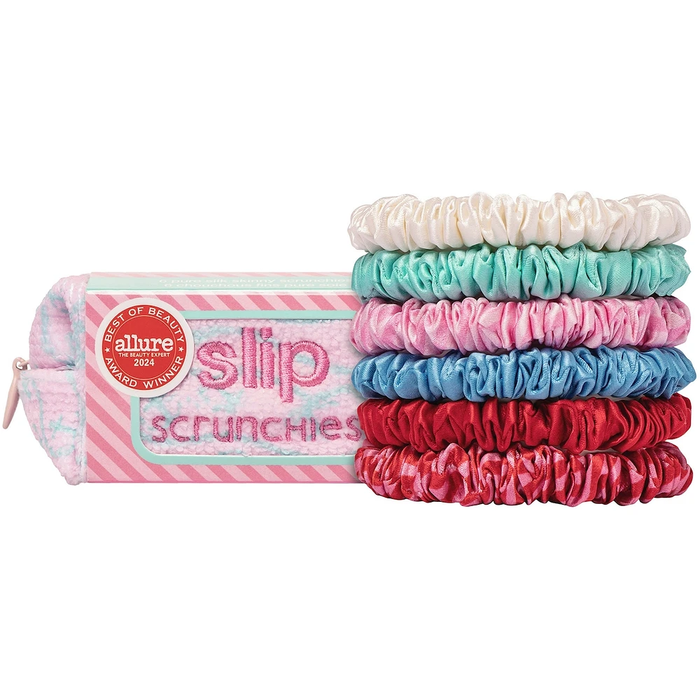 slip pure silk skinny scrunchies with complimentary pouch - high tide