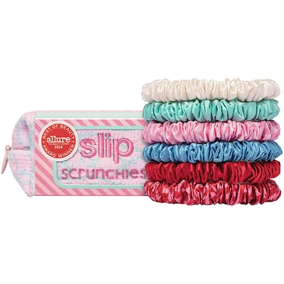 slip pure silk skinny scrunchies with complimentary pouch - high tide