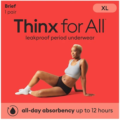 Thinx for All Women's Everyday Comfort Brief Leakproof Period Underwear, Size Large
