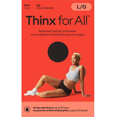 Culotte confortable pour tous les jours Thinx for All Women, sous-vêtement pour les règles contre les fuites, taille grande, noir