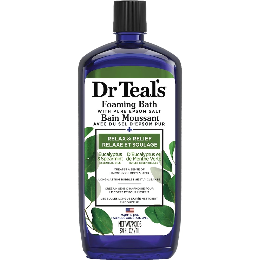 Foaming Bath with Pure Epsom Salt, Relax & Relief with Eucalyptus & Spearmint