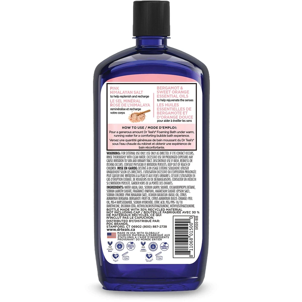 Foaming Bath with Pure Epsom Salt, Pink Himalayan Salt