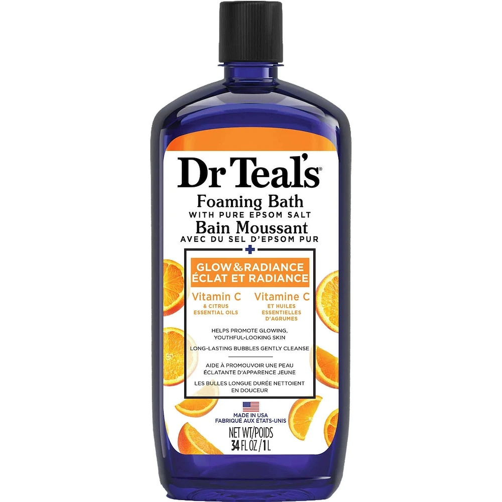 Foaming Bath with Pure Epsom Salt, Glow & Radiance with Vitamin C & Citrus Essential Oils